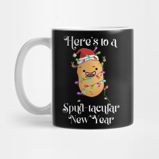 Xmas Vegetable Heres to a Spud Tacular New Year Santa Potato Christmas Mug